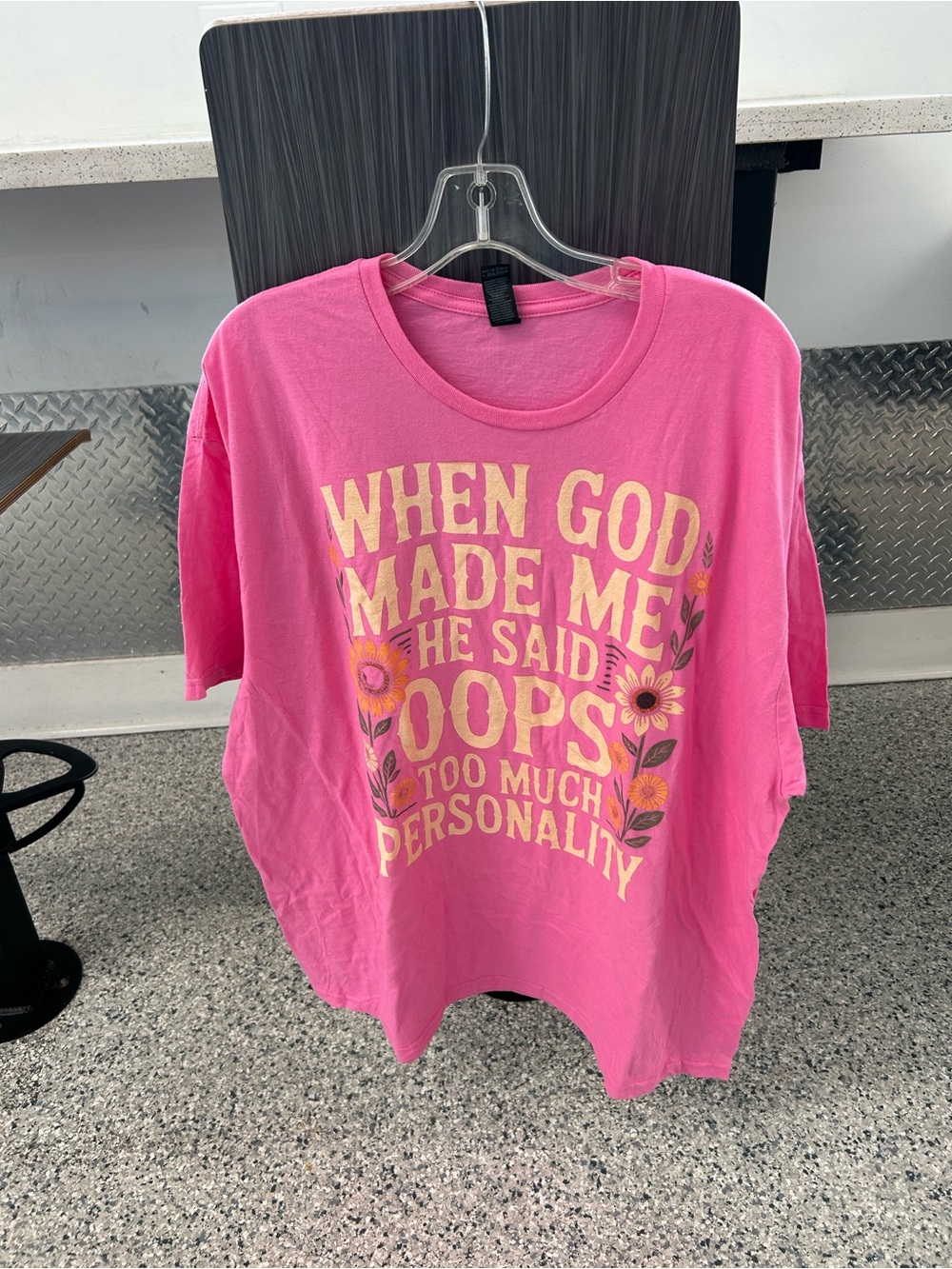 NWOT Gildan Pink Graphic Softstyle Tee with Cream Print